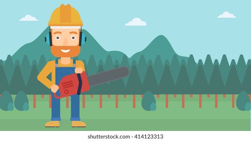 Lumberjack with chainsaw.