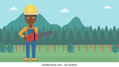 Lumberjack with chainsaw.