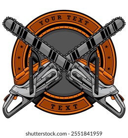 lumberjack chainsaw logo, vector EPS 10