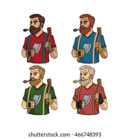 Lumberjack Character Set Vector