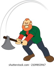 Lumberjack character, vector cartoon, drawing.