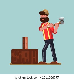 Lumberjack chopping wood