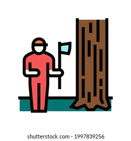lumberjack chopping wood color icon vector. lumberjack chopping wood sign. isolated symbol illustration