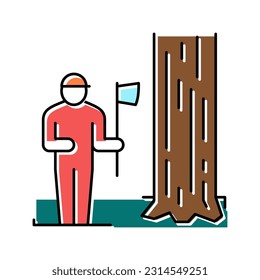 lumberjack chopping wood color icon vector. lumberjack chopping wood sign. isolated symbol illustration