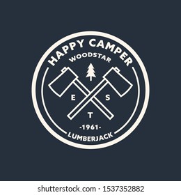 Lumberjack circular logo template. Vector illustration.