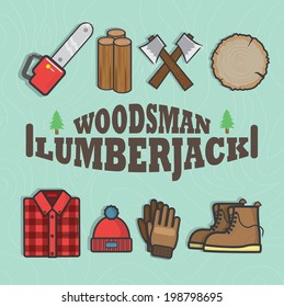 Lumberjack clothing and accessories - vector 