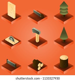 Lumberjack color gradient isometric set