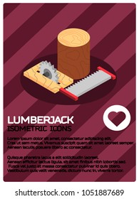 Lumberjack color isometric poster
