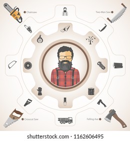 Lumberjack concept with icons