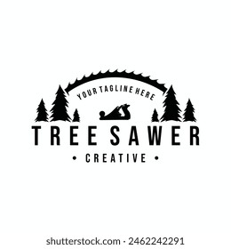 lumberjack creative vector logo. white background