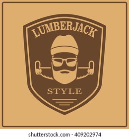 Lumberjack emblem. Vintage design template.