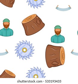 Lumberjack equipment pattern. Cartoon illustration of lumberjack equipment vector pattern for web