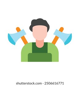 Lumberjack Flat Icon Design For Personal nad Commercial Use