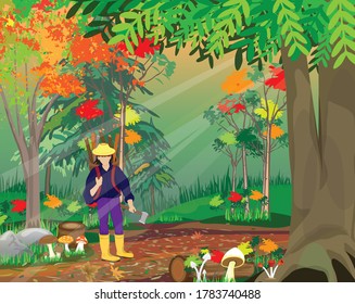 the lumberjack in forest vector design