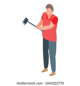 Lumberjack hand axe icon. Isometric of lumberjack hand axe vector icon for web design isolated on white background