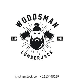 lumberjack, hard work. Emblem, t-shirt design. - Vector
