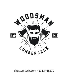 lumberjack, hard work. Emblem, t-shirt design. - Vector