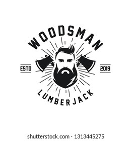 lumberjack, hard work. Emblem, t-shirt design. - Vector