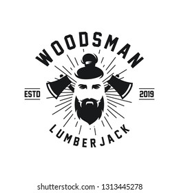lumberjack, hard work. Emblem, t-shirt design. - Vector