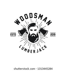 lumberjack, hard work. Emblem, t-shirt design. - Vector