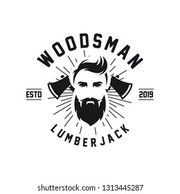 lumberjack, hard work. Emblem, t-shirt design. - Vector
