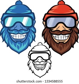 lumberjack head drawn in different styles and line