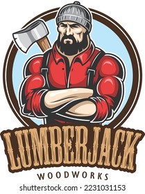 Lumberjack head mascot esport logo design
