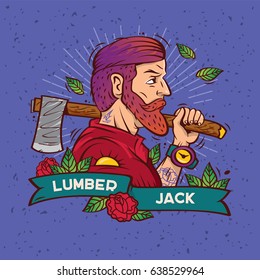 Lumberjack hipster hand drawn