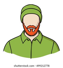 Lumberjack icon in cartoon style isolated on white background. Sawmill and timber symbol stock vector illustration.