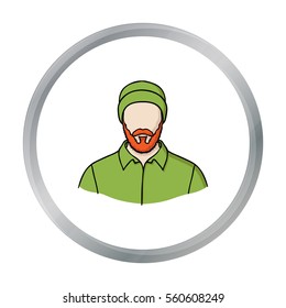 Lumberjack icon in cartoon style isolated on white background. Sawmill and timber symbol stock vector illustration.