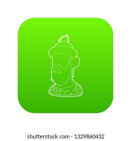 Lumberjack icon green vector isolated on white background