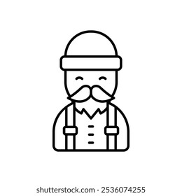 Lumberjack icon isolated on a white background. Vector illustration.