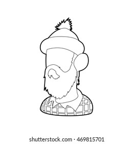 Lumberjack icon in outline style isolated on white background. Employee symbol
