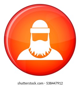 Lumberjack icon in red circle isolated on white background vector illustration