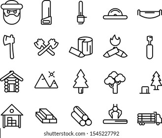 lumberjack icon set - axeman, wood, chainsaws, woodmill 