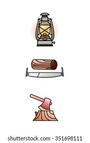 Lumberjack Icon Set Color