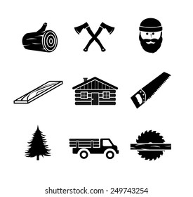 Lumberjack icon set vector