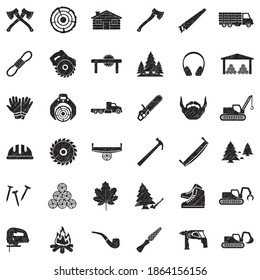 Lumberjack Icons. Black Scribble Design. Vector Illustration.