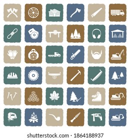 Lumberjack Icons. Grunge Color Flat Design. Vector Illustration.