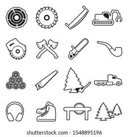 Lumberjack Icons. Line With Fill Design. Vector Illustration.