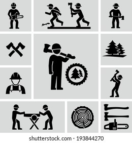 Lumberjack icons set