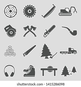 Lumberjack Icons. Sticker Design. Vector Illustration.