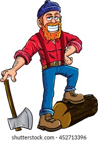 Lumberjack isolated on white background. Lumber axe,