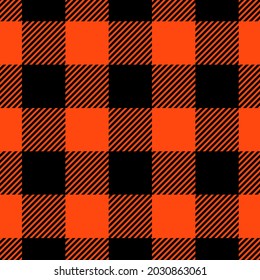 Lumberjack jacket seamless pattern. Black and orange print for textile.