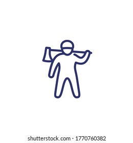 lumberjack line icon, man with axe