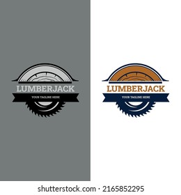 Registro de leñadores. Diseño del logotipo de la cruz de madera Ax, vector emblem de lumberjack creativo para carpintería