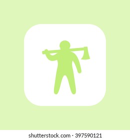 lumberjack, logger icon, man with axe, lumberman isolated icon, vector illustration