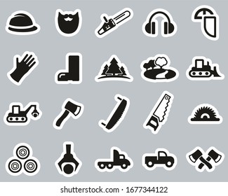 Lumberjack Or Logger Icons Black & White Sticker Set Big