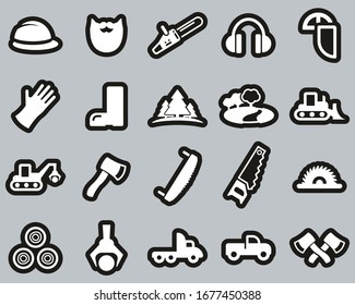 Lumberjack Or Logger Icons White On White Sticker Set Big