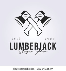 lumberjack logo design, symbol of hatchet or axe